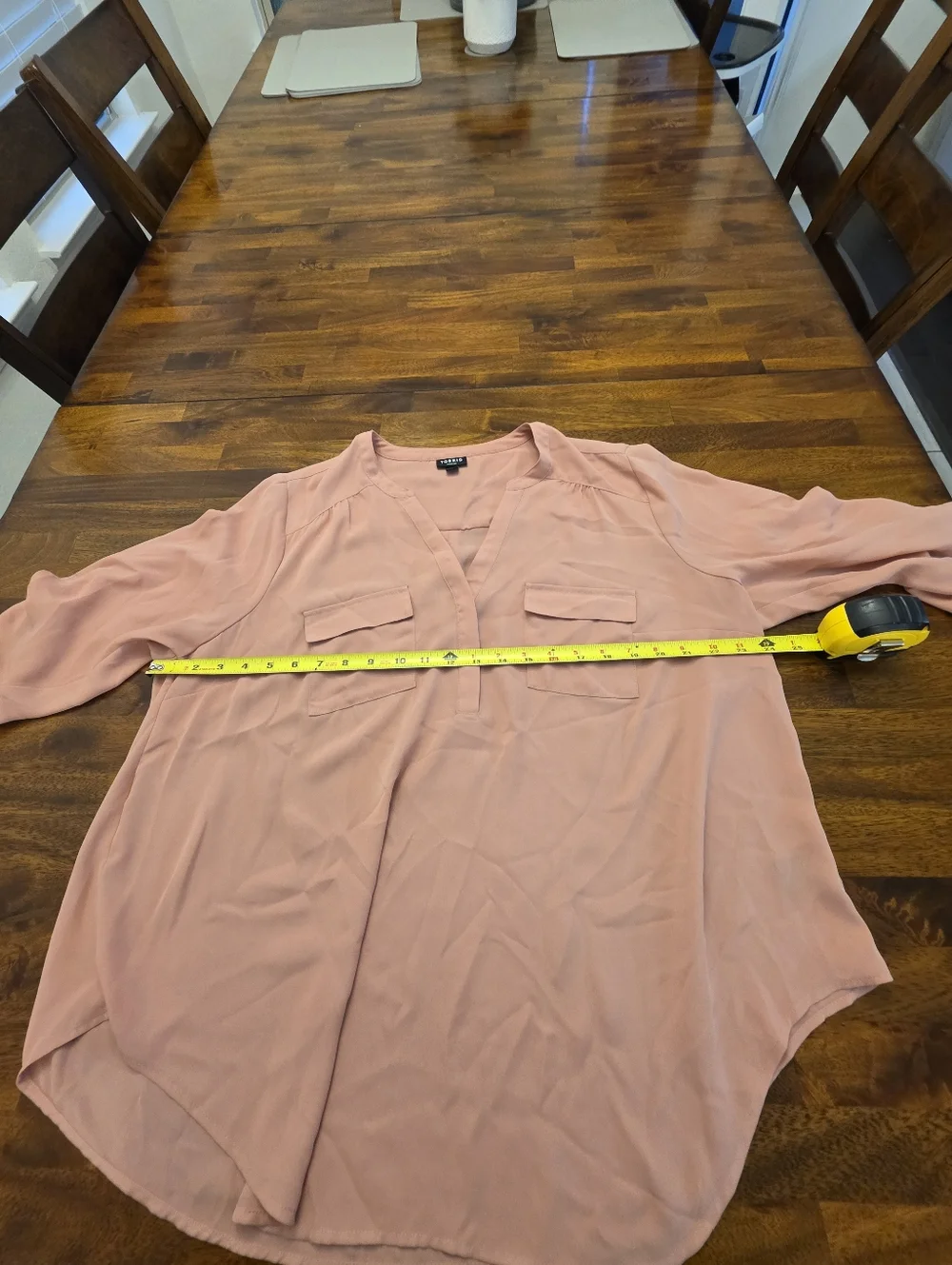 torrid Size 1‎ Peachy Blush V-Neck Roll-Sleeve Tunic Sku 60 - Picture 8 of 10